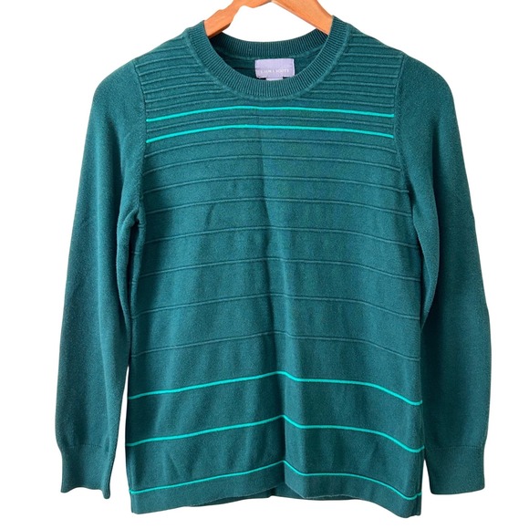 Laura Scott Sweaters - Laura Scott Greenish-Teal Sweater Horizontal Accent Ribbing‎ Women's Size Med